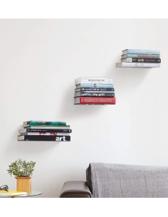 Mensola libreria porta libri DESIGN in alluminio-set di 3 mensole invisibili 